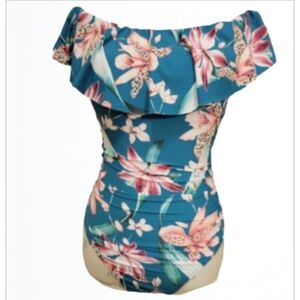 La Blanca Fly Away Flounce Off Shoulder One Piece Swimsuit Size 6